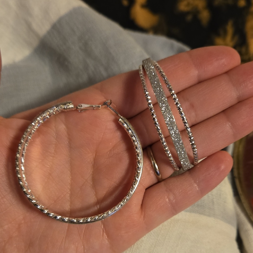 Large Silver Hoop Earrings